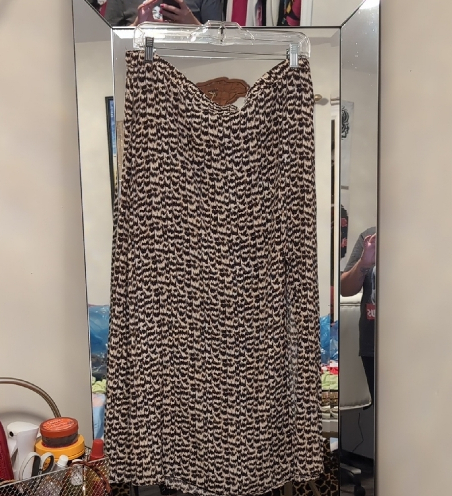 H&M Maxi A-Line Skirt in Brown and Cream for Casual Wear